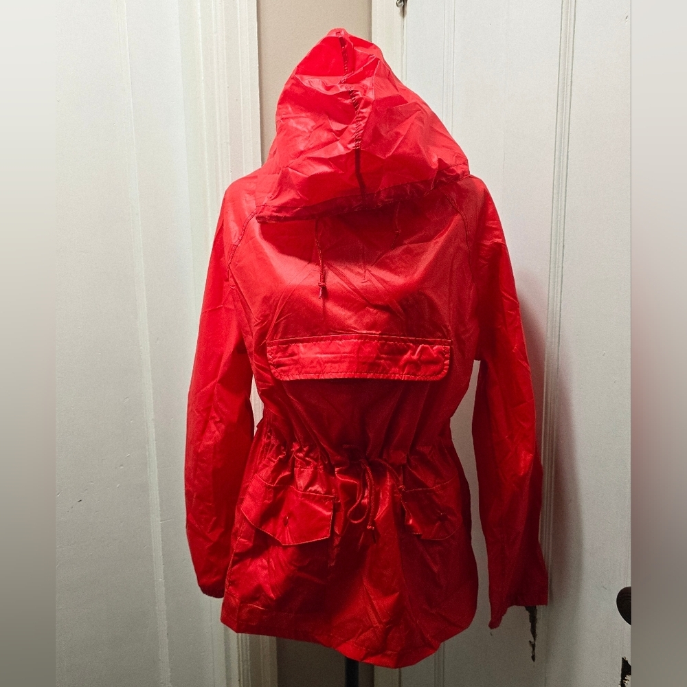 The Italian Mob Red Hooded Nylon Raincoat Jacket